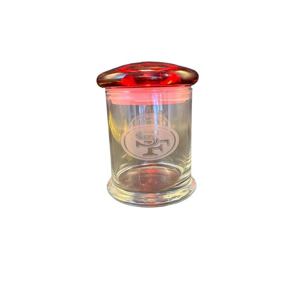 Etched San Francisco 49ers Glass Kitchen Apothecary Jar Canister Domed Lid Glass - Picture 6 of 8